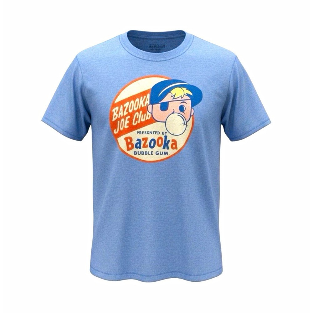 HYBRID Bazooka Joe Club Blue Graphic Print Crew Neck Short Sleeve Tee M